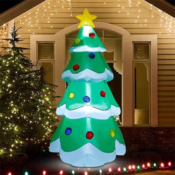 5 FT Inflatable Christmas Tree, LED Light up Xmas Tree Blow up Decorations - Picture 8 of 8